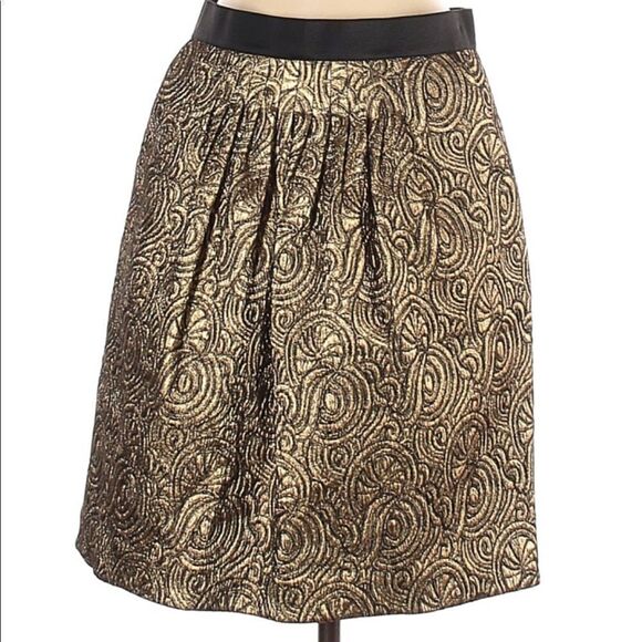 3.1 Phillip Lim Gold Brocade Jacquard Holiday Party Skirt - Picture 1 of 5